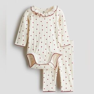 NWT - H&M Baby (3M) Cotton Jersey Set - Hearts/Valentine’s Day